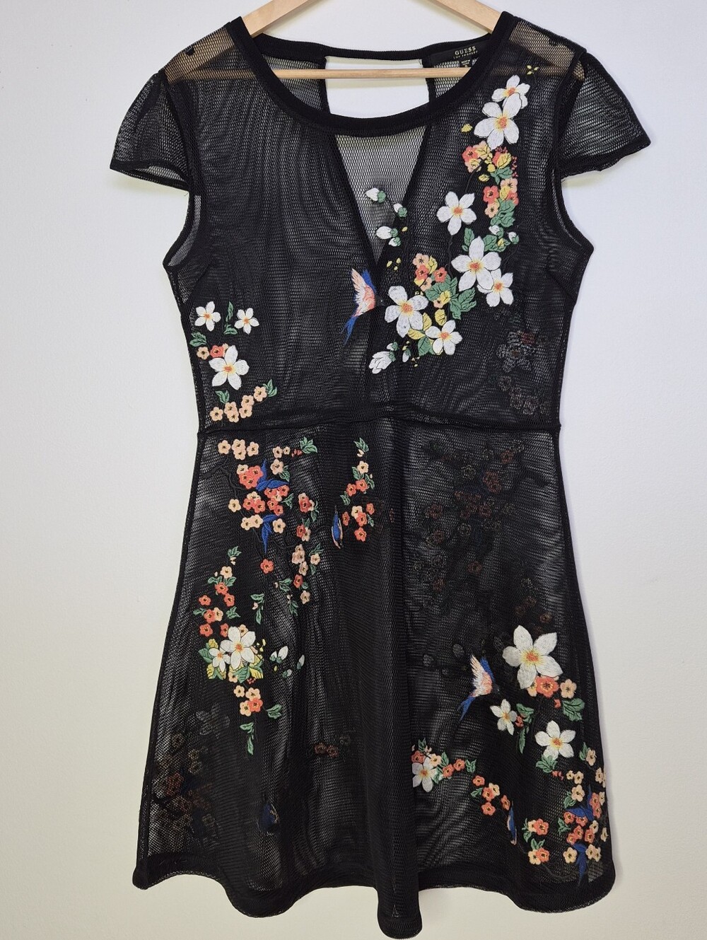 Guess Lyana Mesh Floral Embroidered Dress Size XL